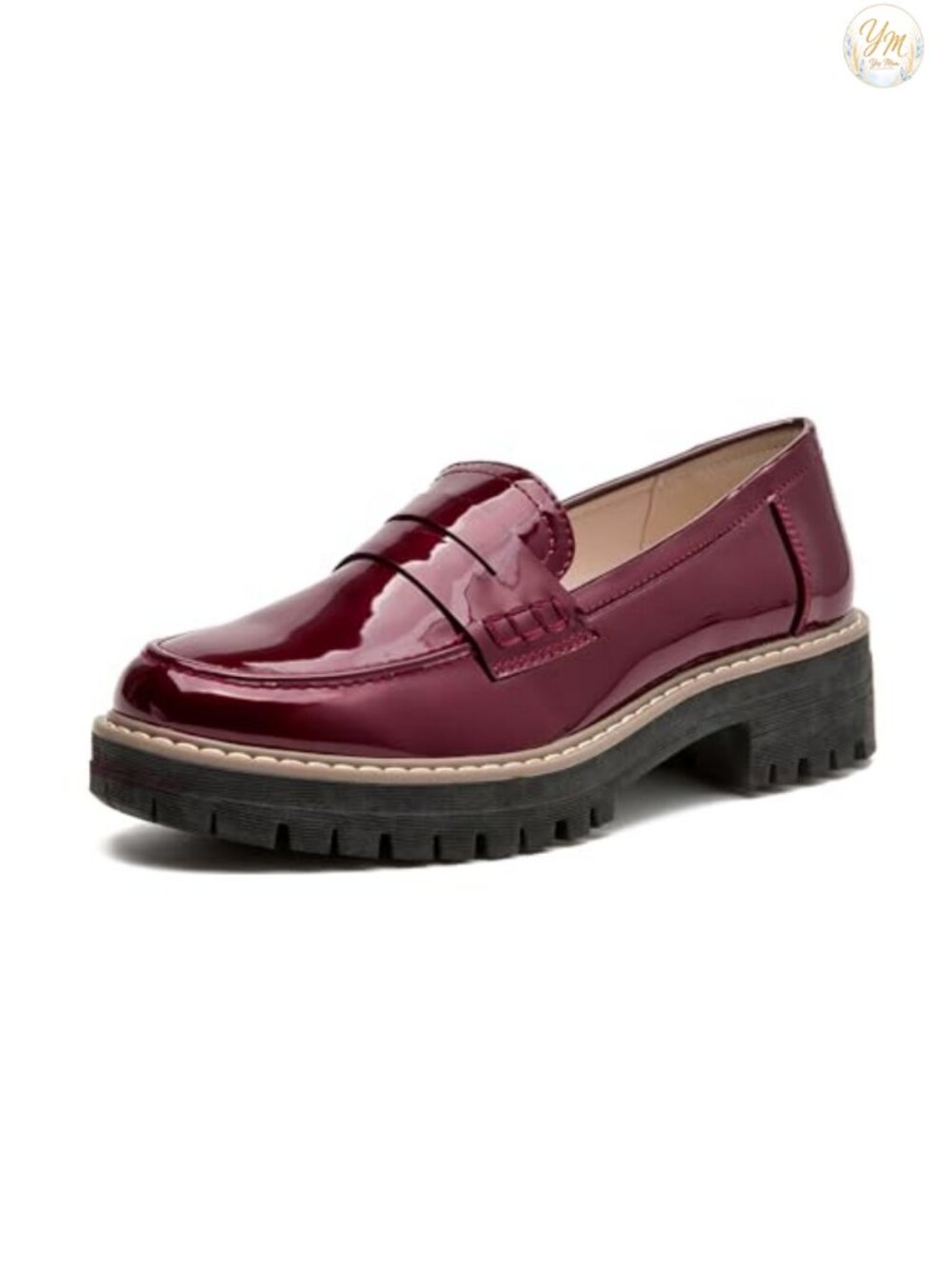 Womens Patent Leather Platform Penny Loafers Comfortable Slip-On Work Office